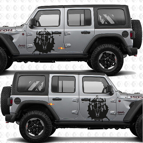 KoeSchedel Indiase Splash Zijdeuren Vinyl decal sticker passend voor Jeep Wrangler 1