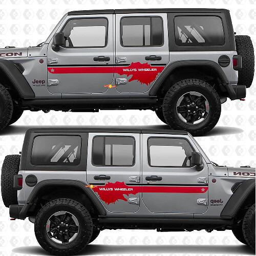 Aangepaste tekst vinyl decal sticker voor zijdeuren passend voor Jeep Wrangler Jeep-Wrangler Willys Wheeler