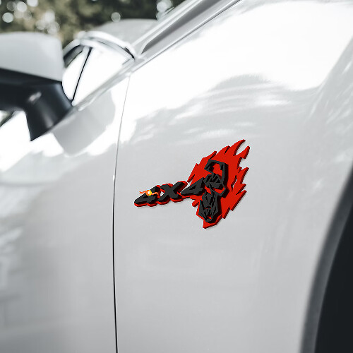 Flame Skull 4x4 spatbordemblemen achterklepembleem 3D embleem