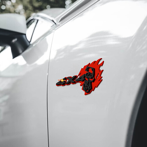 Flame Skull 4x4 spatbordemblemen achterklepembleem 3D embleem