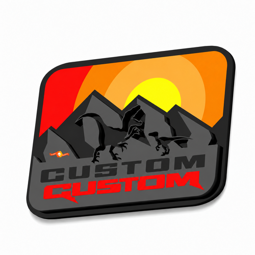 Raptor Custom Sunset Mountains Dinosaur 3D — Embleem (spatbord, achterklep) voor Ford Bronco