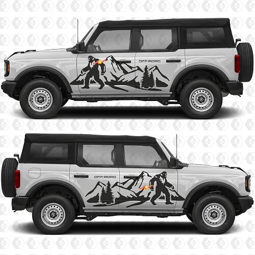 Bigfoot Off Road Mountain Forest Racing Strepen Zijkanten Deuren Vinyl Decal Sticker Grafieken 2 voor Ford Bronco