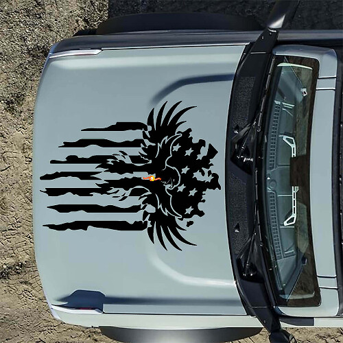 Vinylsticker Amerikaanse vlag adelaar motorkap voor Musclecar horse