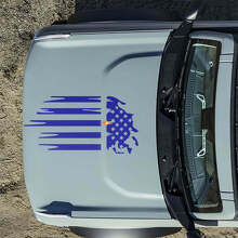 Motorkap Amerikaanse Vlag Beschadigde Decals Stickers voor Musclecar horse 2