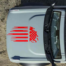 Motorkap Amerikaanse Vlag Beschadigde Decals Stickers voor Musclecar horse 3