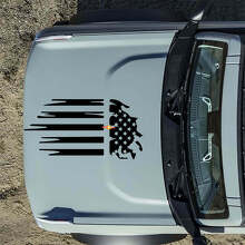 Motorkap Amerikaanse Vlag Beschadigde Decals Stickers voor Musclecar horse 4