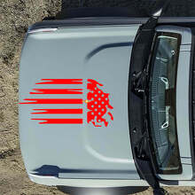 Motorkap Amerikaanse Vlag Beschadigde Decals Stickers voor Musclecar horse 5
