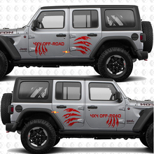 Set klauwafdrukken zijkanten deur vinyl decal sticker 4x4 Off Road mokap geschikt voor Jeep Wrangler Rubicon 4h4 2