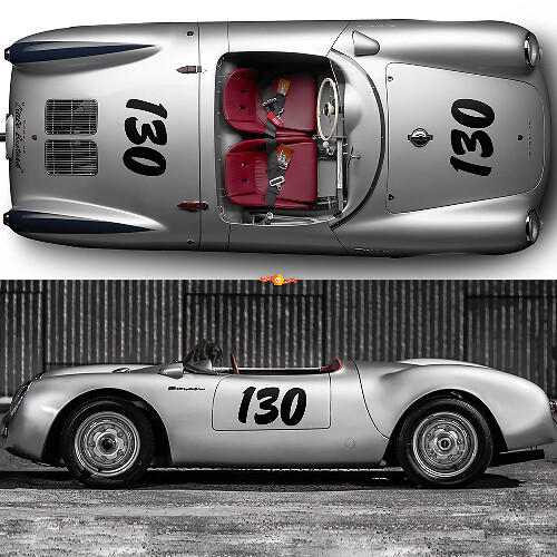 Volledige set Porsche 130 Little Bastard James Dean zijstrepen kit decal sticker PORSCHE 550