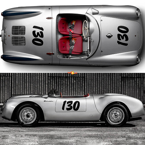 Volledige set Porsche 130 Little Bastard James Dean zijstrepen kit decal sticker PORSCHE 550