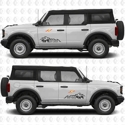 4x4 Off Road Bergen Zijde Deuren Vinyl Decal Sticker Graphics 3 voor Ford Bronco