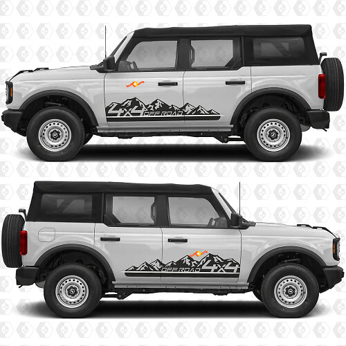 4x4 Off-Road Berg Zijstrip Deurgraphics Vinyl Decal Sticker geschikt voor Ford Bronco