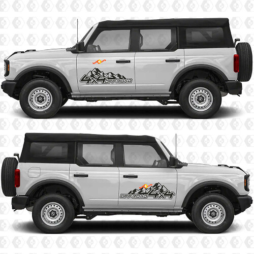 4x4 Offroad Zijdeur Vinyl Decal Sticker Graphics 2 voor Ford Bronco
