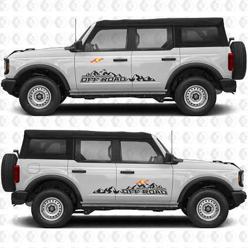 2x 4x4 Offroad Zijdeur Graphics Stickers voor Ford Bronco Black Diamond 1