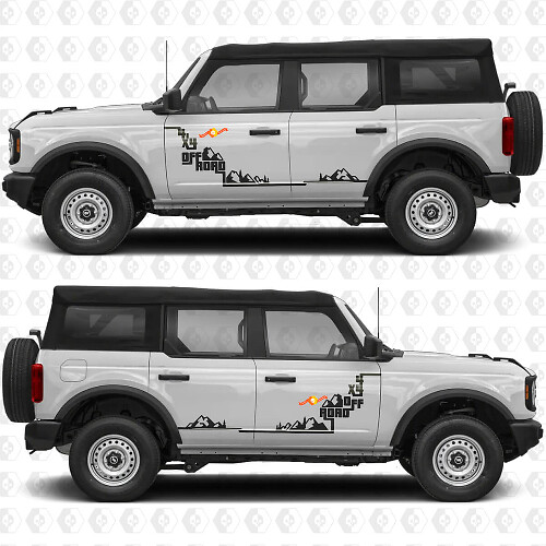 2x 4x4 Off Road Zijdeuren Stappen Graphics Stickers voor Ford Bronco