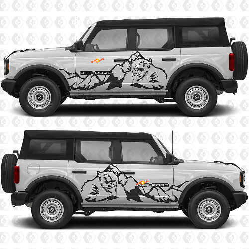 Yeti 4x4 Off Road Bergen Zijkanten Deuren Graphics Vinyl Decal Sticker passend voor Ford Bronco 1