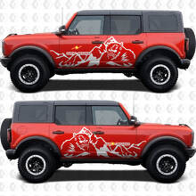 Yeti 4x4 Off Road Bergen Zijkanten Deuren Graphics Vinyl Decal Sticker passend voor Ford Bronco 3