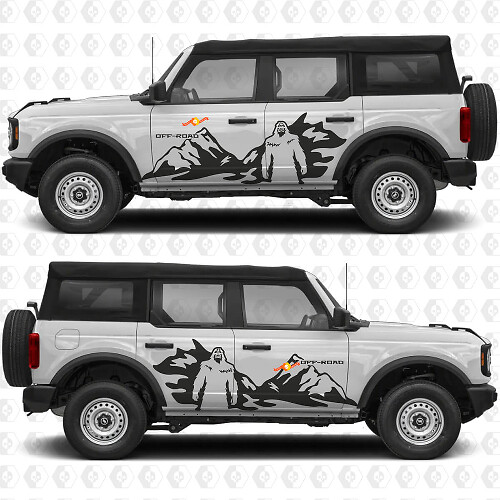 Yeti Off Road Mountains Side Doors Graphics Vinyl Decal Sticker passend voor Ford Bronco