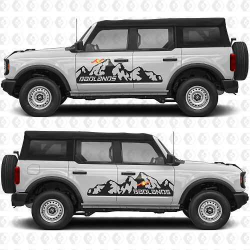 Mountains Side Doors Graphics Vinyl Decal Sticker past op Ford Bronco Badlands
