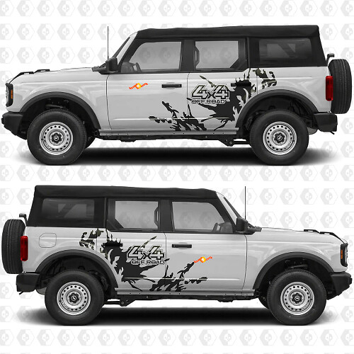 4x4 Offroad Spatbordzijdeur Graphics Vinyl Decal Sticker passend voor Ford Bronco