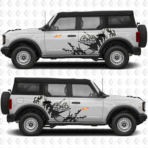4x4 Offroad Spatbordzijdeur Graphics Vinyl Decal Sticker passend voor Ford Bronco
