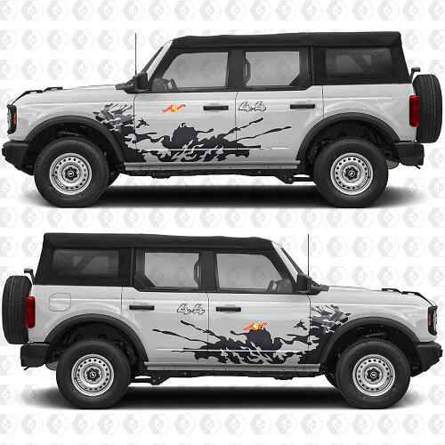4x4 Off Road Spatbord Zijdeuren Vinyl Decal Sticker Graphics 2 voor Ford Bronco