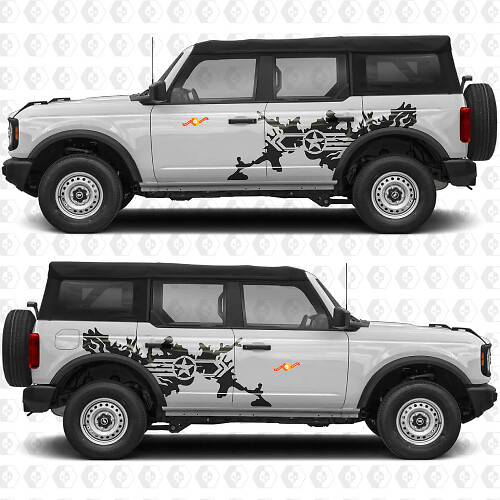 Militaire Ster Splash Zijdeuren Grafische Vinyl Decal Sticker geschikt voor Ford Bronco