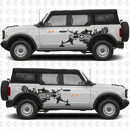 Military Star Splash Zij Achterdeuren Vinyl Decal Sticker Graphics voor Ford Bronco