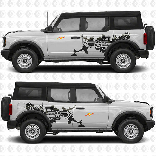 Military Star Splash Zij Achterdeuren Vinyl Decal Sticker Graphics voor Ford Bronco