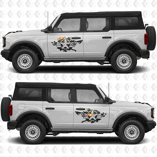 Militaire Star Splash Deur Vinyl Decal Sticker Graphics voor Ford Bronco