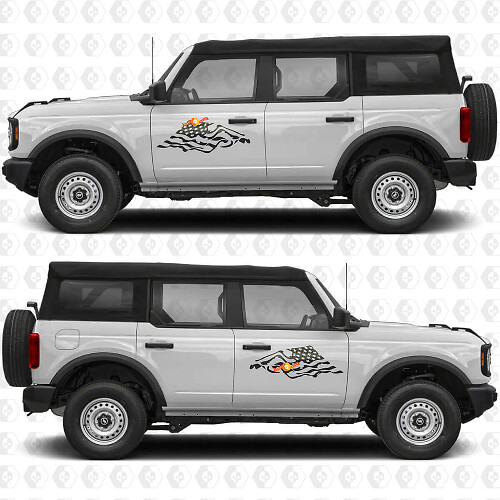 USA vlag zijdeuren vinyl decal sticker graphics 2 voor Ford Bronco