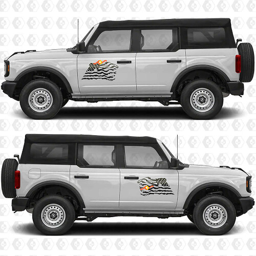 USA Vlag Zijdeuren Vinyl Decal Sticker Graphics voor Ford Bronco