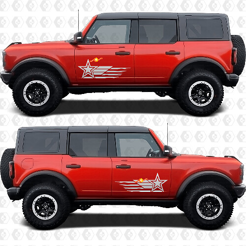 USA Vlag Militaire Ster Zijdeur Vinyl Decal Set voor Musclecar paard