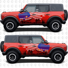 US USA Vlag Bergen Zijdeuren Grafieken Vinyl Decal Sticker passend voor Ford Bronco 3