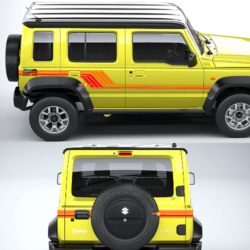 Heritage Retro Zijkant- en Achterstrepen Vinyl Decal Set voor Suzuki Jimny XL