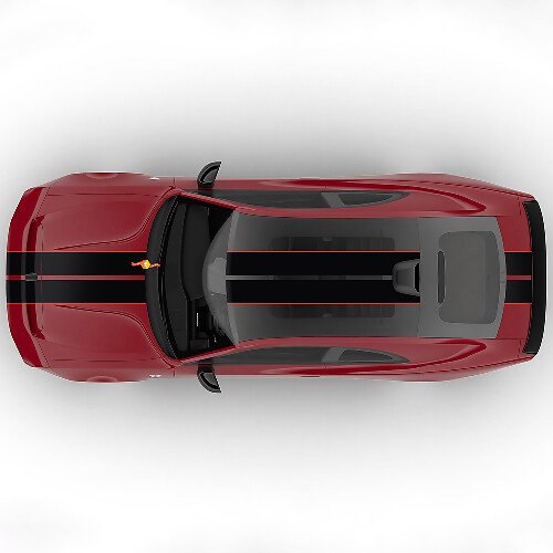 Sixpack dubbele centrale strepen motorkap rally offset vinyl decal graphic voor Dodge Charger Daytona 1