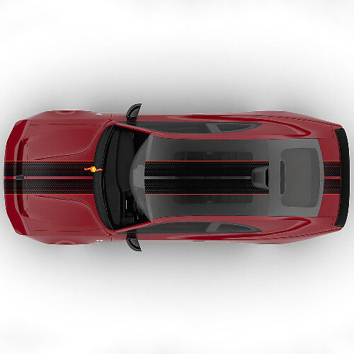 Sixpack Dual Central Stripes Hood Rally Offset Vinyl Decal Graphic 2 voor Dodge Charger Daytona 1