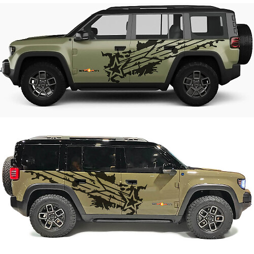 Military Star Splash Zijdelen Vinyl decal sticker voor Jeep Recon 1