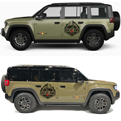 Overland Campfire Bos en Bergen Zijdeuren Vinyl Sticker voor Jeep Recon 1
