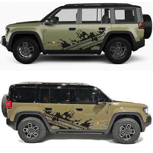 Bandenpatroon Modderspatten Zijdeuren Vinyl Sticker voor Jeep Recon 1