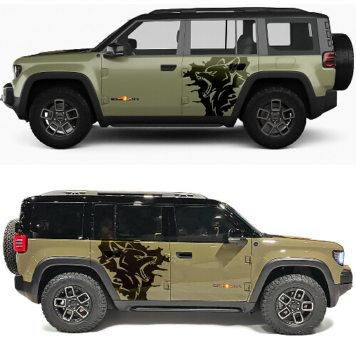 Wolf Splash zijportier vinylsticker voor Jeep Recon