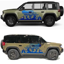 Mountains and Trees US-vlag zijdeuren vinylsticker voor Jeep Recon 3
