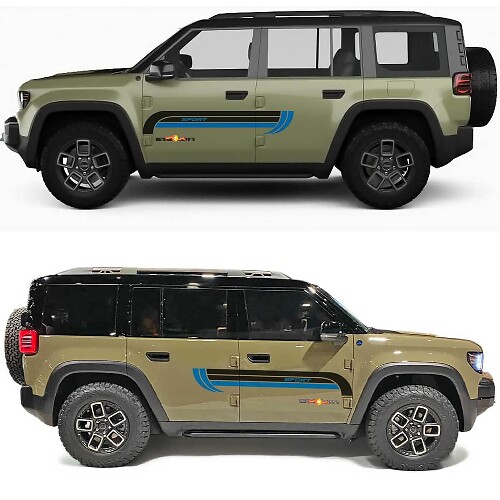 Strepen Retro Sport Zijdeuren Vinyl Decal voor Jeep Recon 1