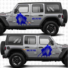 4x4 Klauwmotief Schedel Zijkanten Deurs Vinyl sticker passend voor Jeep Wrangler 3
