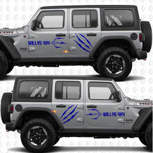 4x4 Klauwafdrukken Willys Zijdeuren Vinyl decal sticker passend voor Jeep Wrangler 2