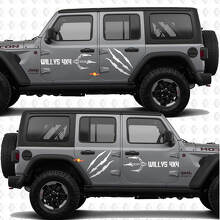 4x4 Klauwafdrukken Willys Zijdeuren Vinyl decal sticker passend voor Jeep Wrangler 3