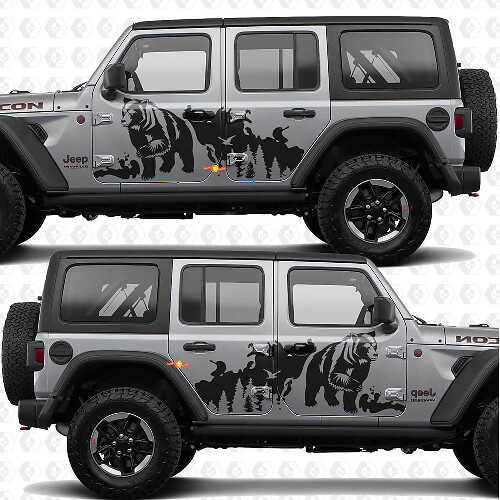 Bear Trees Splash Zijkanten Deuren Vinyl decal sticker passend voor Jeep Wrangler 1