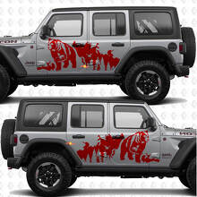 Bear Trees Splash Zijkanten Deuren Vinyl decal sticker passend voor Jeep Wrangler 3