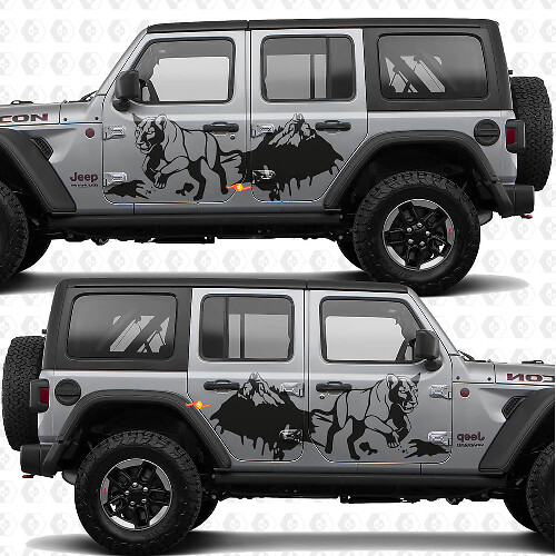 Cougar Mountains Splash Side Doors Vinyl decal sticker passend voor Jeep Wrangler 1