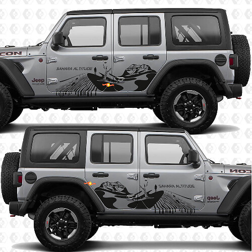 Desert Explore Sahara Altitude Zijdeuren Vinyl decal sticker passend voor Jeep Wrangler